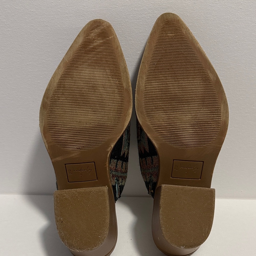 Wonderly Green and Brown Patterned Women's Mules - Picture 5 of 13